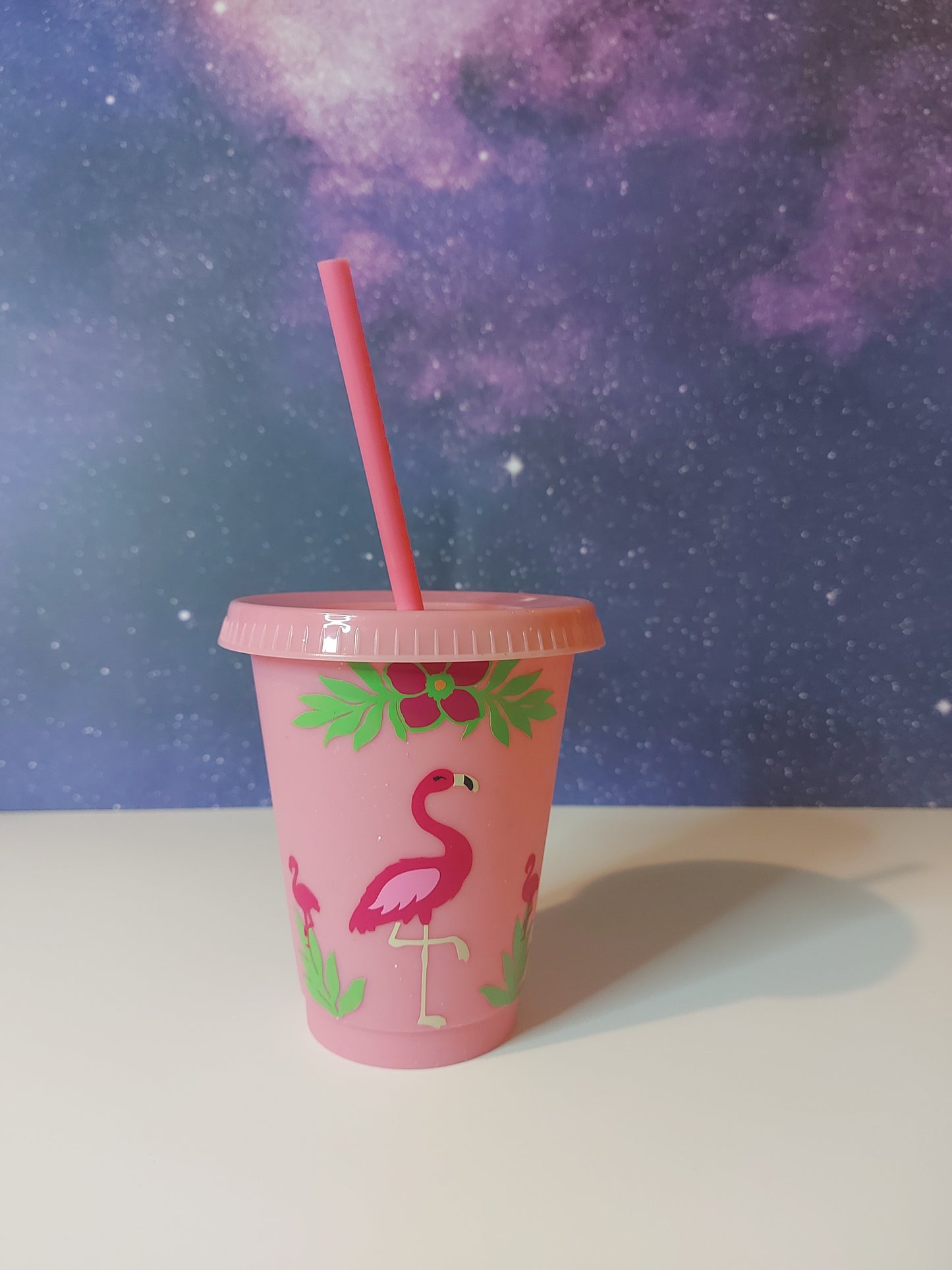 Flamingo Cup with Straw 16oz