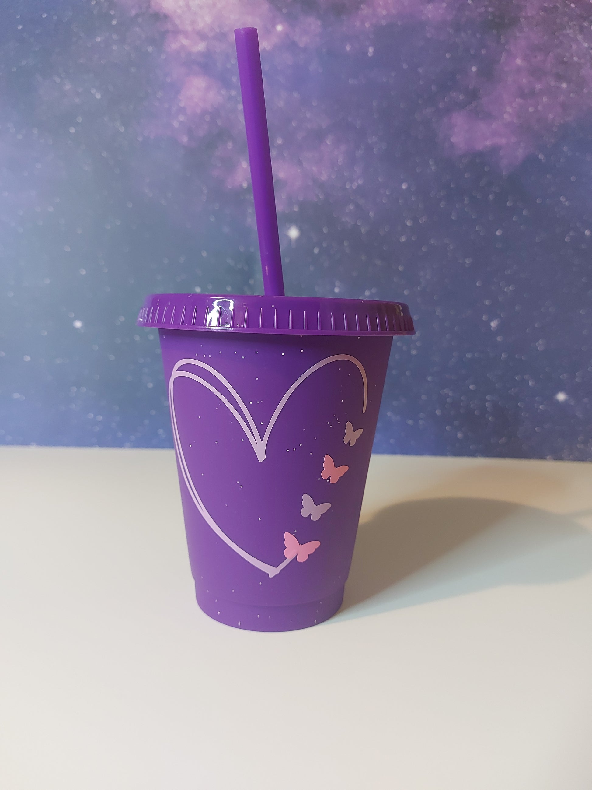 Purple Tumbler, Purple Glitter Cup, Purple Cup, Glitter Cup